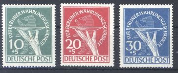 Berlin Michel Nummer 68/70, Währungsgeschädigte 1949 **, geprüft BPP