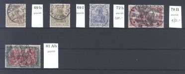 Dt. Reich, gestempelter Posten aus Mi. Nr. 68-81, Germania 1902, gp. BPP