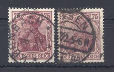 Dt. Reich Michel Nummer 197a+b, 75 Pfg. Germania gestempelt, geprüft