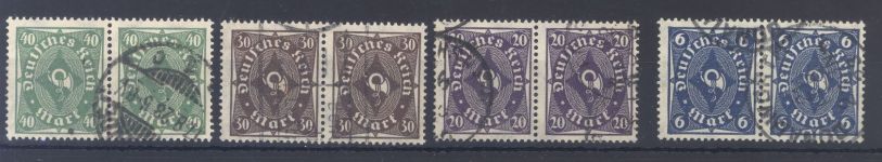 Dt. Reich, gestempelter Posten Paare aus Michel Nr. 224-32, geprüft