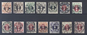 Danzig Dienst Michel Nr. 1-14, Freimarken 1921 gestempelt, gp. Infla