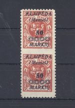 Memel Michel Nr. 138 U Mw, 50 M. Paar Mitte ungezähnt *, gp. BPP