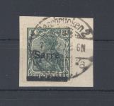 Saargebiet Michel Nummer 4a I PF IV, 5 Pfg. PF IV Briefstück, FA BPP