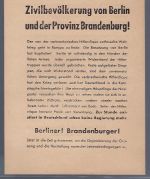 Berlin Kriegsende, Infoblatt der Roten Armee a.d. Bevölkerung. Selten (52