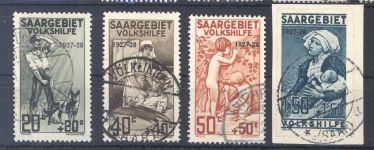 Saargebiet Michel Nummer 122-25, Volkshilfe 1927 gestempelt, gp.