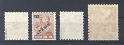 Berlin Michel Nummer 64-67 Grünaufdruck 1949 **, geprüft BPP