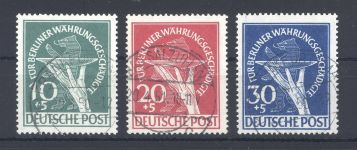 Berlin Michel Nummer 68-70, Währungsgeschädigte 1949 gestempelt, gp. BPP