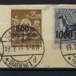 DR Mi 258 - 260 auf Briefstück, gepr. Infla Berlin