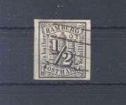 Hamburg Michel Nummer 1, 1-2 S. Freimarke 1859 gestempelt, geprüft