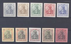 Dt. Reich Michel Nummer 68-77 U, Reichspost 1902 **, FA BPP