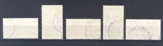 Saarland Mi.Nr. 255-59, Hochwasserhilfe 1948 gestempelt, geprüft