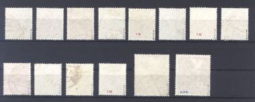 Berlin Michel Nummer 21-34, Rotaufdruck 1949 gestempelt