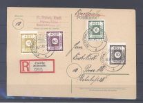 SBZ, Karte mit 4 Werten aus 42-50 D III, Coswig 1945, geprüft BPP