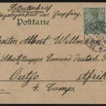 DSWA Feldpost 1901, AK nach Outjo, trotz Portofreiheit wurde frankiert