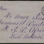 DSWA, Brief n. Windhuk, Fr. Dr. Sieber Kais. Bakteriologisches Institut