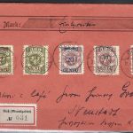 Memel Mi 167, 168, 171-173, Wertbrief / Einschreiben Ruß-Neustadt 1923