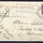 DAP China 1904, AK Tientsin nach Neustadt (Böhmen), Ostas. Pferde-Depot