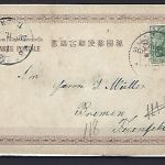 DAP China, AK Yokohama n. Bremen, MSP auf Germania 5 Pfg.