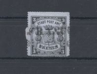 Bremen Michel Nummer 6x, 3 Grote Freimarke 1864 gestempelt, signiert