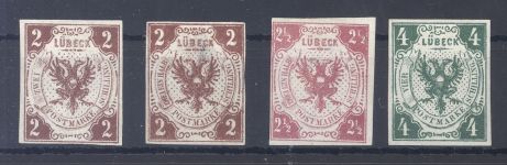 Lübeck, 4 verschiedene ungebrauchte Werte als Posten