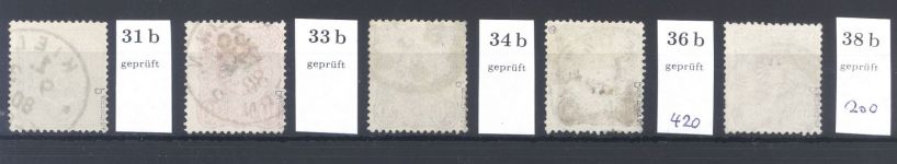 Dt. Reich, gestempelter Posten Farben aus Michel Nummer 31-38, gp.