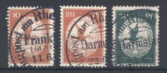 Dt. Reich Michel Nummer I-III Flugpost 1912 gestempelt