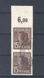 Alliierte Besetzung Mi.Nr. 948 U als ungezähntes Paar gestempelt, gp. BPP
