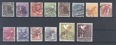 Berlin Michel Nummer 21-34, Rotaufdruck 1949 gestempelt, geprüft