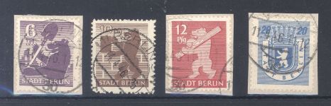 SBZ, 4 gestempelte Werte aus Michel Nummer 1-7 B, Berliner Bären, gp. BPP