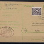 Kontrollrat I Postkarte Gebühr bezahlt mit Zusatzfrank. Mi 916 b