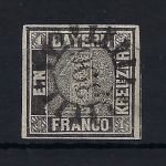 Bayern Schwarze Einser, Mi 1° nentr. gestempelt, sig. Grobe, ME 3.500€
