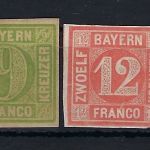 Bayern Mi 4 *, 5 *, 6 (*), 7 * Randstück geprüft Pfenninger, ME 420€