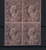 Sachsen, Mi 9 */** im Viererblock einwandfrei, unteres Paar **