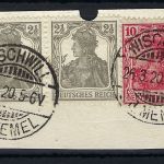 Memelgebiet Vorläufer, Mi V 86 II °, V 98 (2) , Briefstück (PP