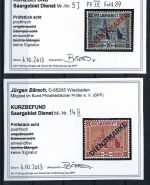 Saargebiet Dienst, 16 Werte mit PF, jede Marke mit KB, ME 740€