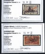 Saargebiet Dienst, 16 Werte mit PF, jede Marke mit KB, ME 740€