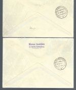 Bizone 2 Einschreiben/Satzbriefe mit Mi 36-51 I/II, echt befördert (CC