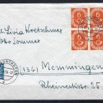 C) BRD Posthorn, Mi 126 VB Randstück, MeF Sonthofen - Memmingen 1954