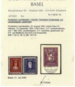 Liechtenstein Mi 140 - 142 ° einwandfrei, mit FA Basel, ME 1.700€