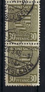 Provinz Sachsen Mi 83 X b ° senk. Dreierstreifen gep. Stroh BPP