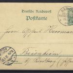 DSWA, DR Germania Vorläufer Ganzsache,. Karibib n. Beienheim 1904