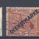 Saargebiet Dienstmarken, 5 verschiedene gestempelte Abarten