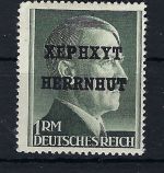 Lokalausgaben Herrnhut 1 RM Hitlerkopf * mit Falz, Expertise Ceremuga