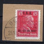 C) DR IAA 1927, Mi 407-409 auf Luxus Briefstücken, gep. Schlegel BPP