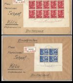 Niederlande Block 1-2 je auf Einschreibebrief Groningen-Köln