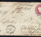 Baden GA 3 kr.ab Bischofsheim, Uhrrd St. 3, Bahnpost