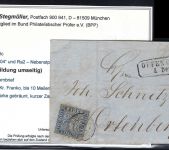 Baden Mi 10c EF mit Ra2 "Offenburg" und Ringstempel 104, KB Stegmüller