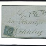 Baden Mi 10c EF mit Ra2 "Offenburg" und Ringstempel 104, KB Stegmüller