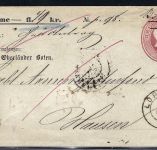 Baden Nachnahme-Ganzsache 3 Kr.+Mi 17 Lörrach ü. Schopfheim n. Hausen