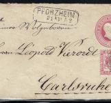 Baden GA-U 3 Kr. + Mi 18 mit Ra2 Pforzheim n. Carlsruhe